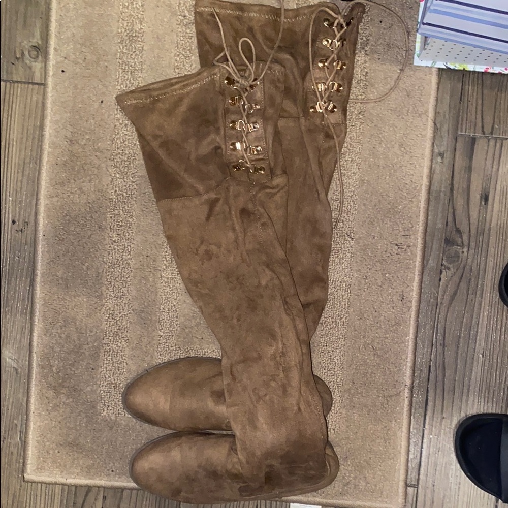 Brown Suede Over-the-Knee Boots
